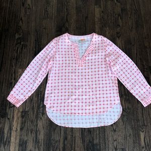 Finley Pink Dotted White Tunic Size Large
